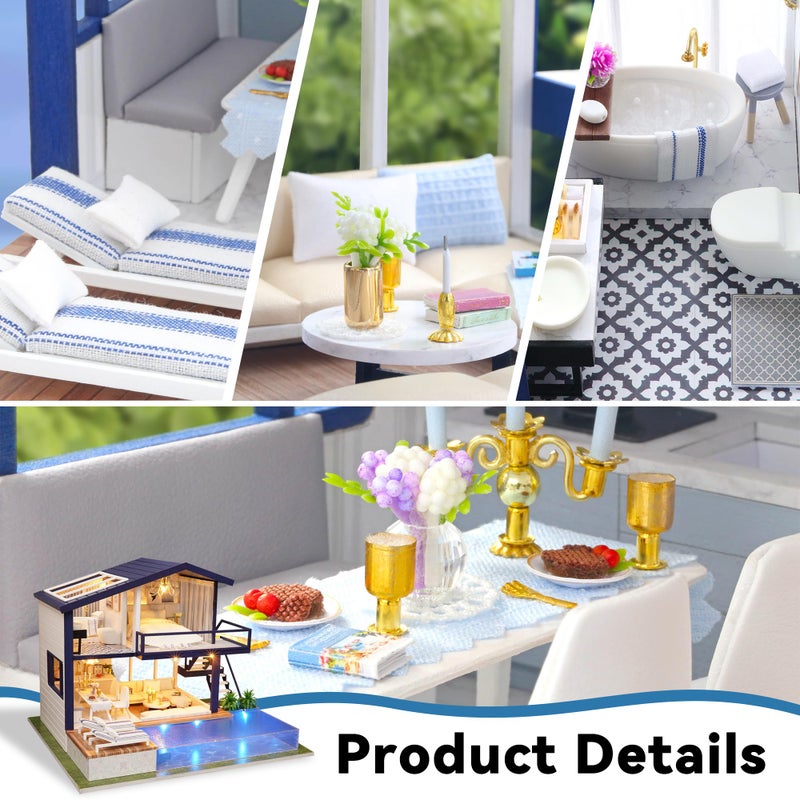 Flever مجموعة منزل دمى فليفر المصغرة افعلها بنفسك مع أثاث لهدية فنية رومانسية (شقة الوقت المثالي) - Image 5